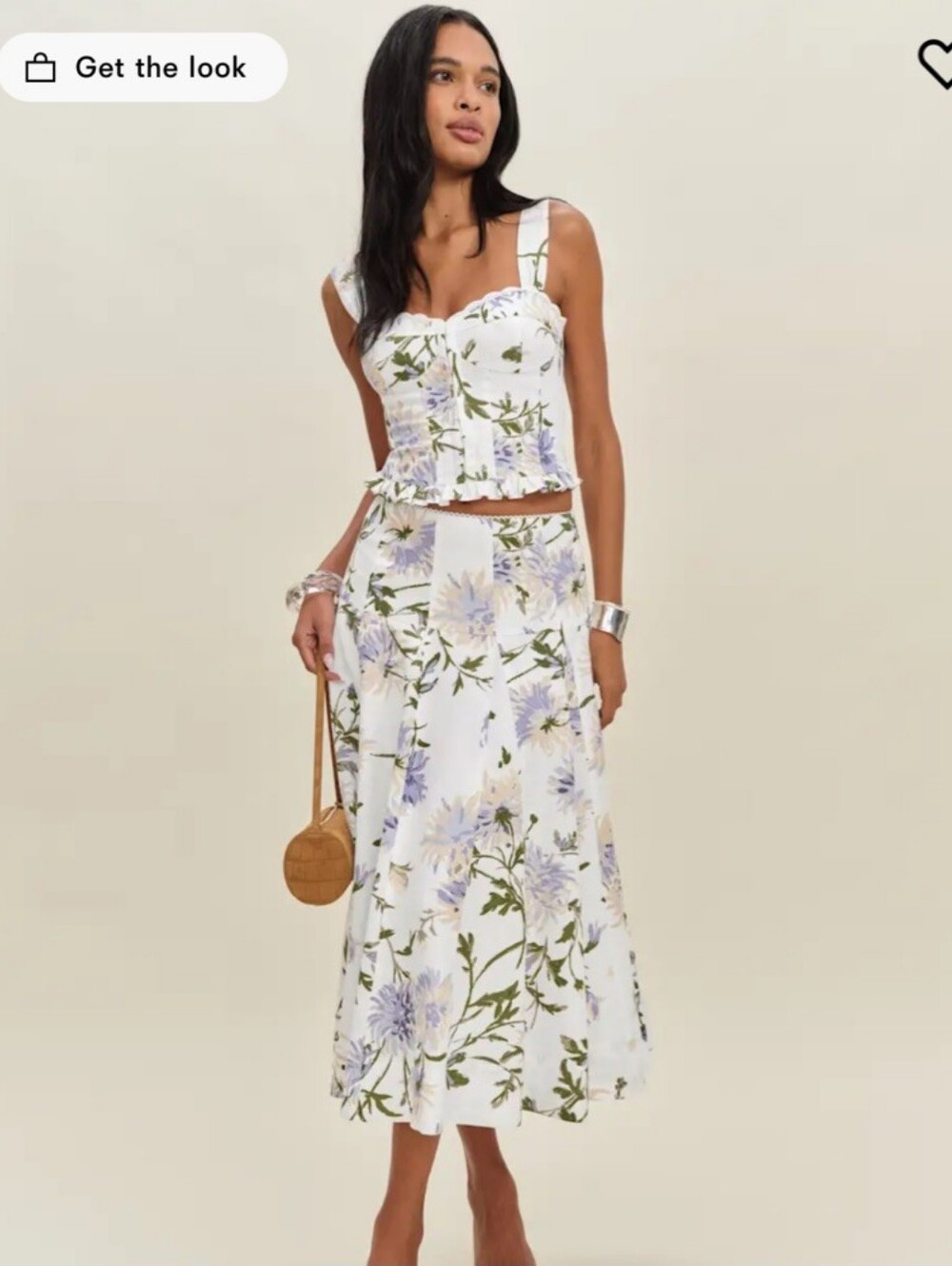 NWT Reformation Anatolia Linen Two Piece Ivory - Size 8 Serenity Floral Set